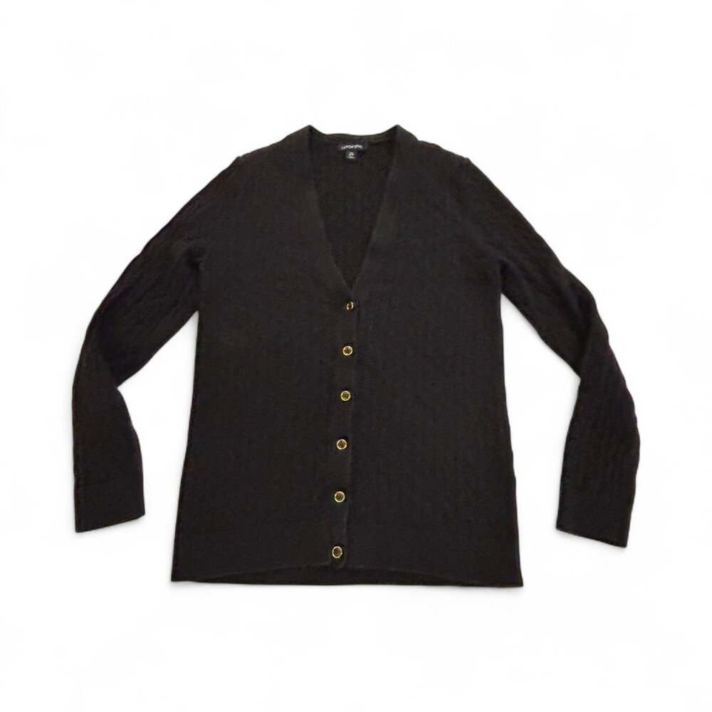 Land's End Navy Cable Knit Cotton Cardigan Sweater Button Front Preppy Medium